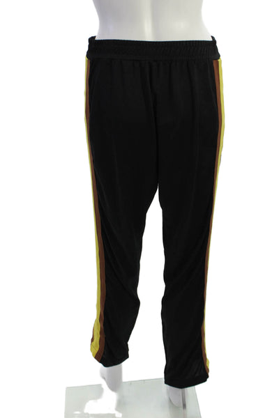 Ganni Unisex Jogger Sweatpants Black Striped 65% Polyester Size 38