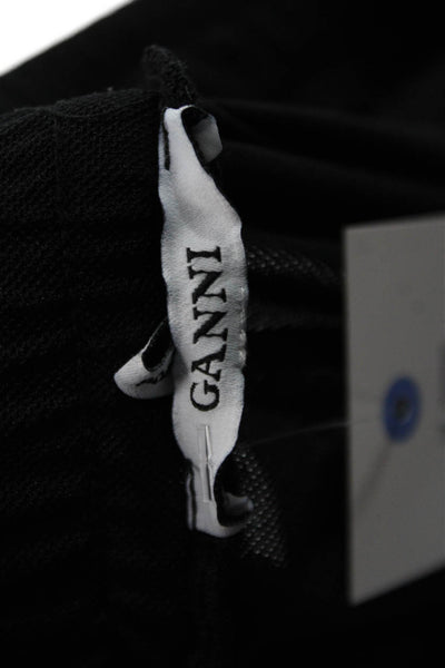 Ganni Unisex Jogger Sweatpants Black Striped 65% Polyester Size 38
