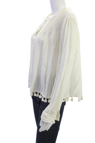 Derek Lam 10 Crosby Women Tunic Blouse V-Neck Long Sleeve White Cotton Size 6