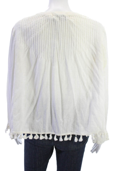 Derek Lam 10 Crosby Women Tunic Blouse V-Neck Long Sleeve White Cotton Size 6