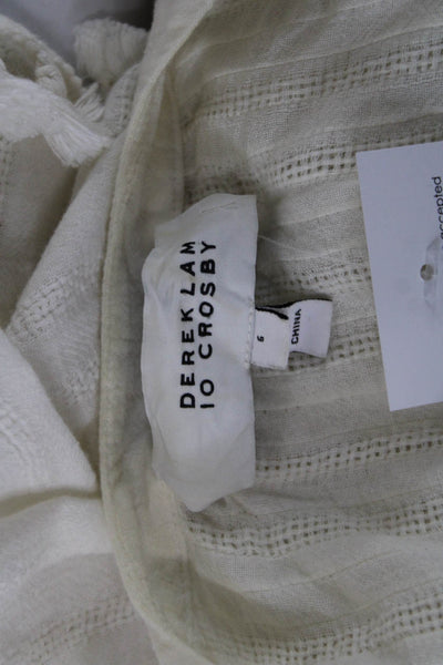 Derek Lam 10 Crosby Women Tunic Blouse V-Neck Long Sleeve White Cotton Size 6