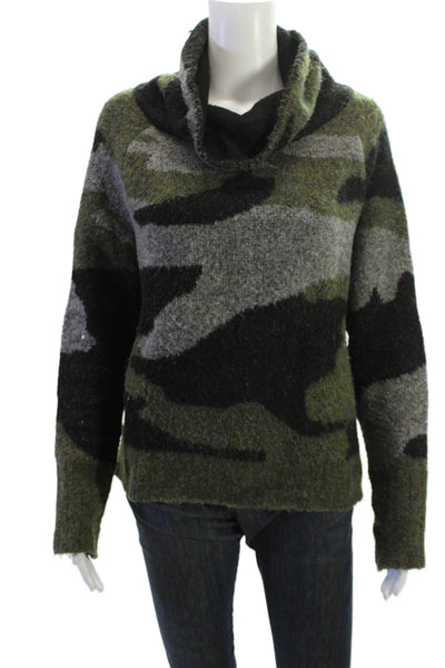 Aqua Unisex Black Camouflage Turtleneck Pullover Sweater Long Sleeve Size S