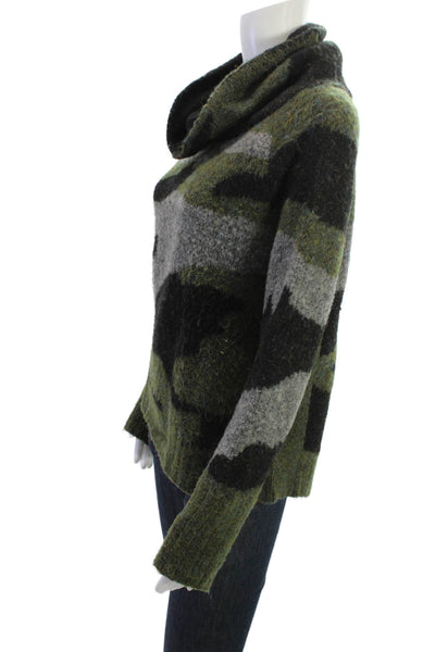 Aqua Unisex Black Camouflage Turtleneck Pullover Sweater Long Sleeve Size S