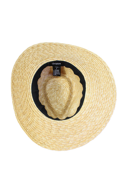 Brixton Womens Straw Wide Brim Sun Hat Beige Black Size Large