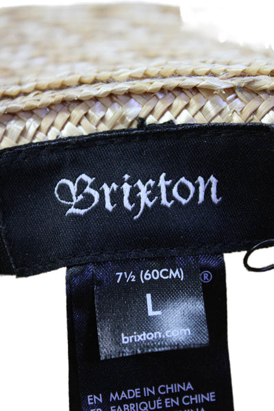 Brixton Womens Straw Wide Brim Sun Hat Beige Black Size Large