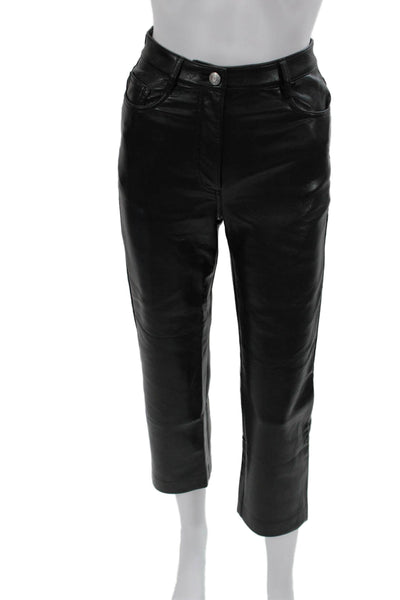 Wilfred Women Ankle Cropped Biker Black Pants Button Closure Size 0