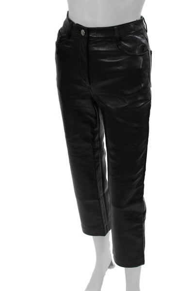 Wilfred Women Ankle Cropped Biker Black Pants Button Closure Size 0
