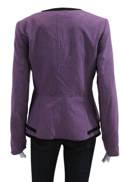 Calvin Klein Womens Purple Polyester Blazer Long Sleeve Round Neck Size 4