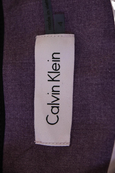 Calvin Klein Womens Purple Polyester Blazer Long Sleeve Round Neck Size 4