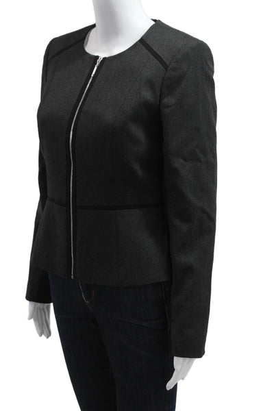 Calvin Klein Womens Dark Gray Zip Blazer Long Sleeve Size 4