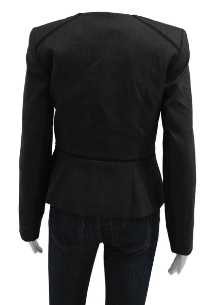 Calvin Klein Womens Dark Gray Zip Blazer Long Sleeve Size 4