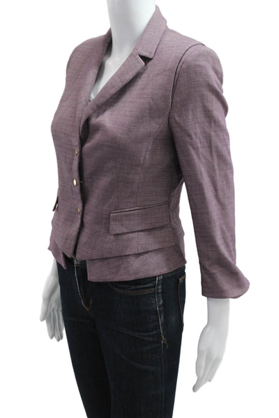 Elie Tahari Women Blazer Purple Collared Button 3/4 Sleeve Size 4