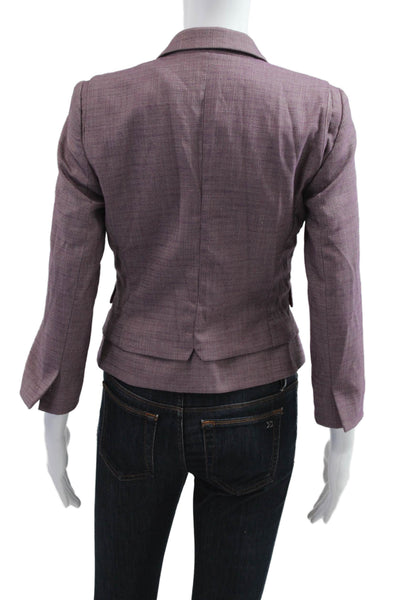 Elie Tahari Women Blazer Purple Collared Button 3/4 Sleeve Size 4