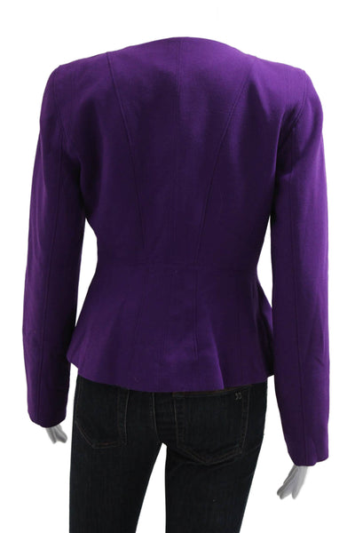 Calvin Klein Women Purple V-Neck Button Blazer Long Sleeve Solid Size 2