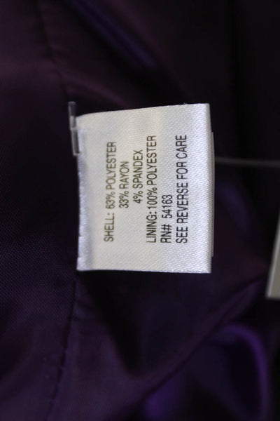 Calvin Klein Women Purple V-Neck Button Blazer Long Sleeve Solid Size 2