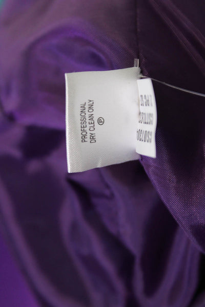 Calvin Klein Women Purple V-Neck Button Blazer Long Sleeve Solid Size 2