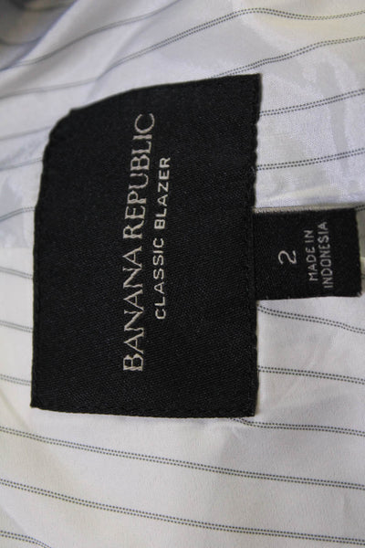 Banana Republic Womens Light Blue Collared Button Blazer Long Sleeve Size 2