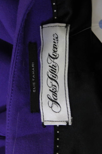 Elie Tahari Women Purple Button Up Blouse 3/4 Sleeve Round Neck Size S