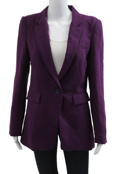1 State Unisex Purple Collared Long Sleeve Blazer Button Closure Size 8
