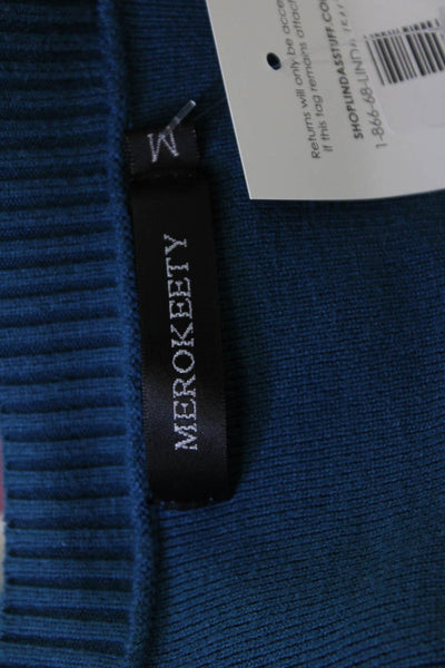 Merokeety Unisex Cardigan Blue V-Neck Long Sleeve Size M