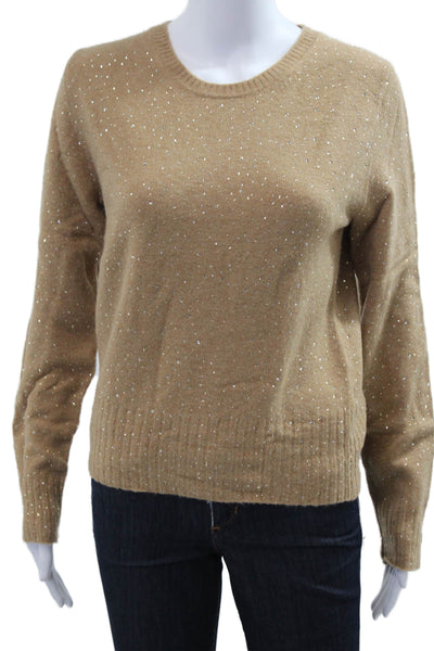 J Crew Unisex Beige Virgin Wool Cashmere Crew Neck Pullover Sweater Size M