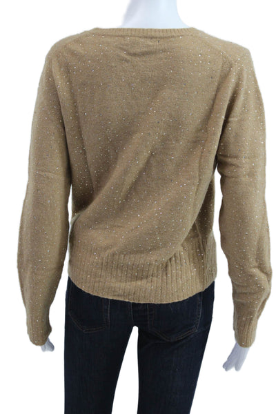 J Crew Unisex Beige Virgin Wool Cashmere Crew Neck Pullover Sweater Size M