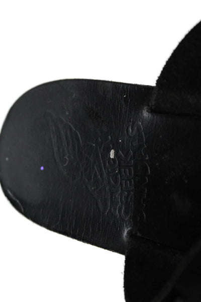 Ancient Greek Sandals Womens Leather Ankle Strap Flat Sandals Shoes Black Size 7