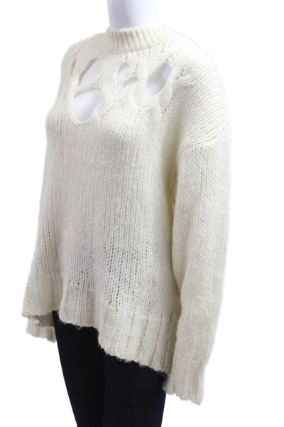 Zara Unisex Pullover Sweater Beige Acrylic Crew Neck Long Sleeve Size L