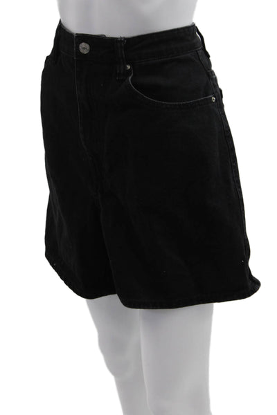 Zara Unisex Black Cotton Bermuda Shorts 90s Button Size 12