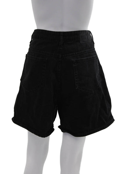 Zara Unisex Black Cotton Bermuda Shorts 90s Button Size 12
