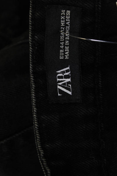 Zara Unisex Black Cotton Bermuda Shorts 90s Button Size 12