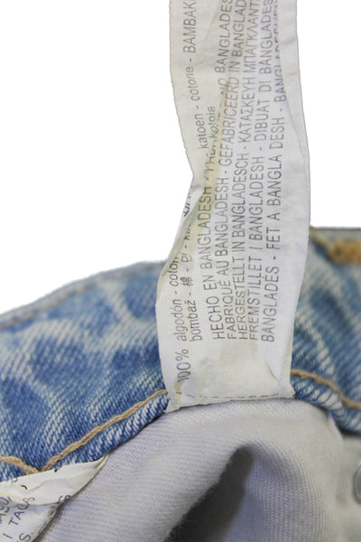 Zara Unisex Bermuda Shorts Light Blue 100% Cotton Solid Button Size 12