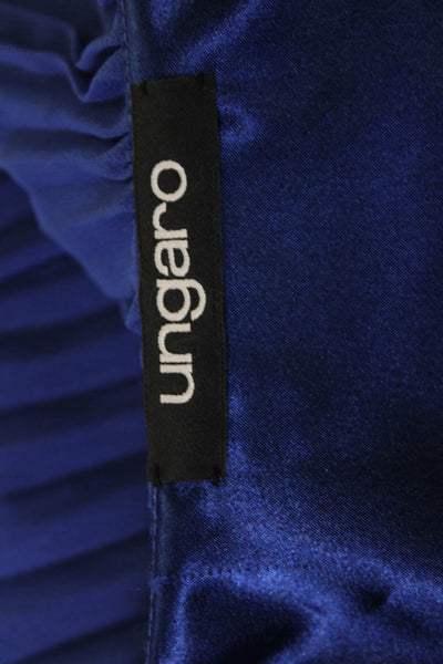 Ungaro Women Maxi V-Neck Long Sleeve Blue Zip Polyester Dress Size 6