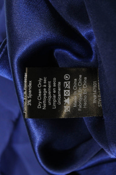 Ungaro Women Maxi V-Neck Long Sleeve Blue Zip Polyester Dress Size 6