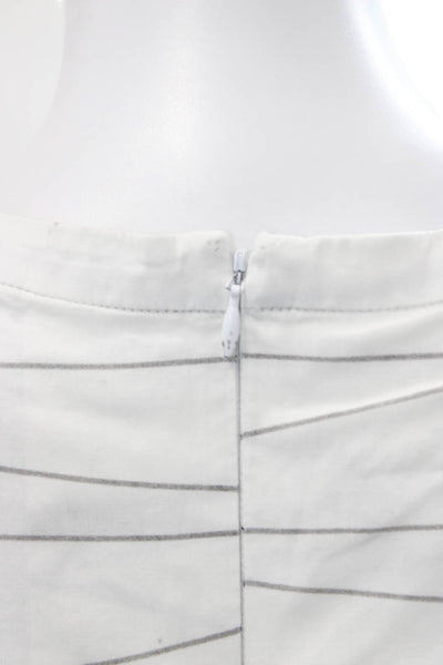 Lisa Perry Women Tunic Blouse White Striped Long Sleeve Zip Size 10