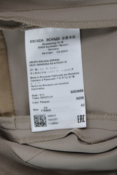 Escada Women Ankle Dress Pants Beige Polyester Elastane Size 42