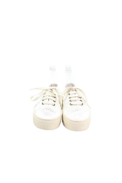 Soludos Womens Mesh Lace Up Sneakers Solid White Size 6