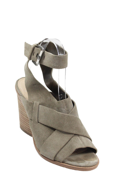 Marc Fisher LTD. Womens Suede Open Toe Ankle Strap Heels Gray Size 7.5