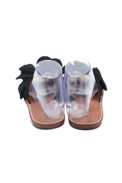 Derek Lam 10 Crosby Womens Suede Ruffled Accent Slide Sandals Black Size 6