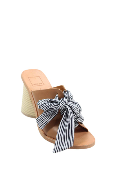 Dolce Vita Womens Striped Lace Up Detail Mules Brown Size 7.5