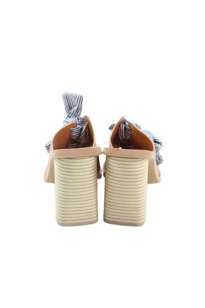 Dolce Vita Womens Striped Lace Up Detail Mules Brown Size 7.5
