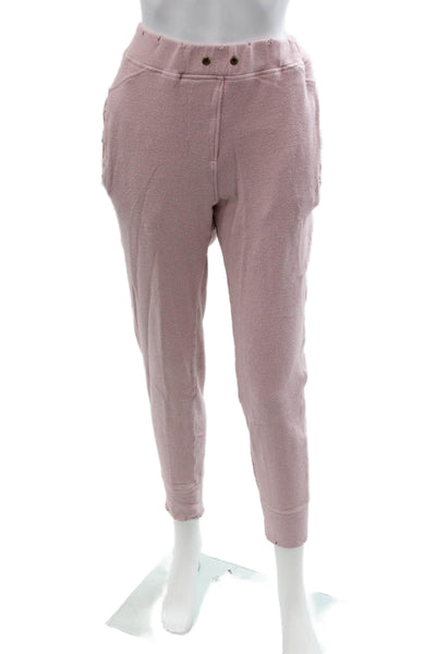 Love Shack Fancy Women Jogger Sweatpants Pink Cotton Button Size S