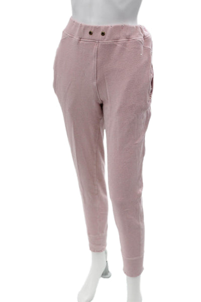 Love Shack Fancy Women Jogger Sweatpants Pink Cotton Button Size S