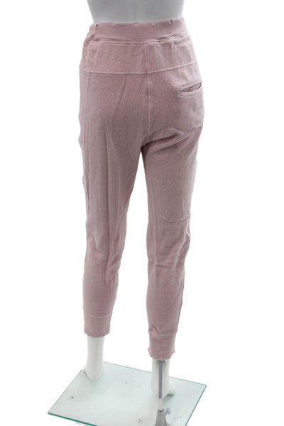 Love Shack Fancy Women Jogger Sweatpants Pink Cotton Button Size S