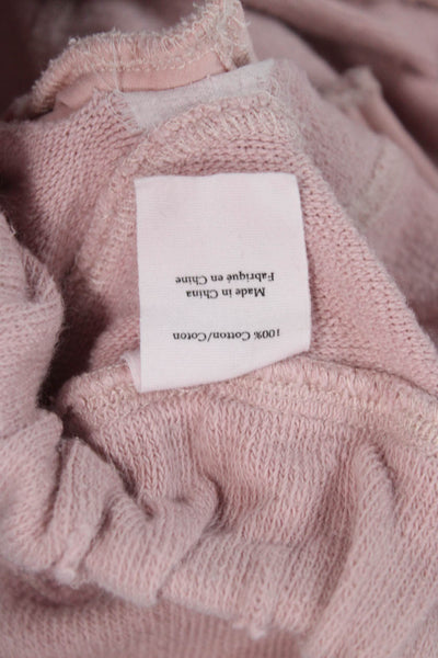 Love Shack Fancy Women Jogger Sweatpants Pink Cotton Button Size S