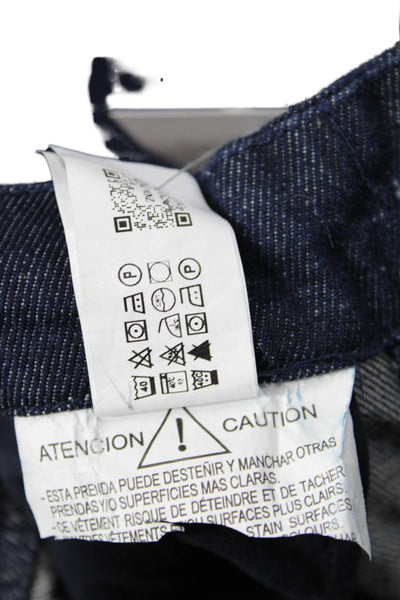 Zara Unisex Cropped Jogger Pants Dark Blue Striped Cotton High Rise Size 2