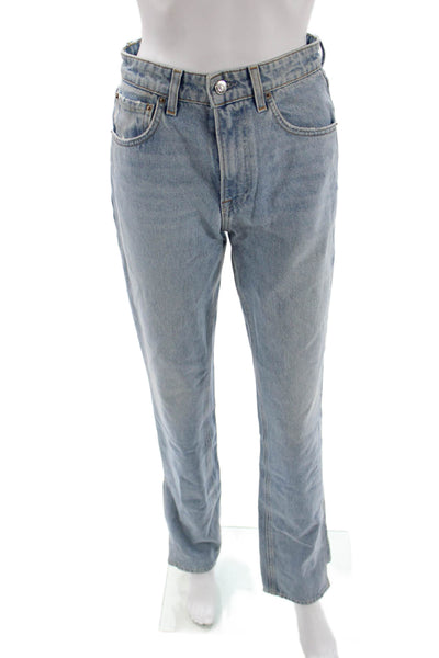 Grlfrnd Unisex Light Blue High Rise Straight Jeans Size 24