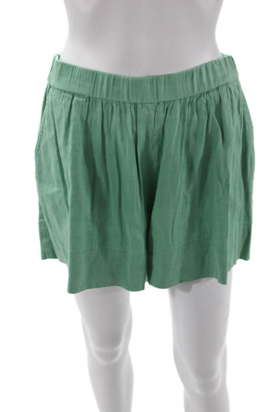 Vince Unisex Green Linen Blend Beach Shorts Size M