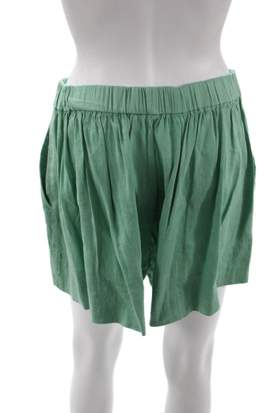 Vince Unisex Green Linen Blend Beach Shorts Size M