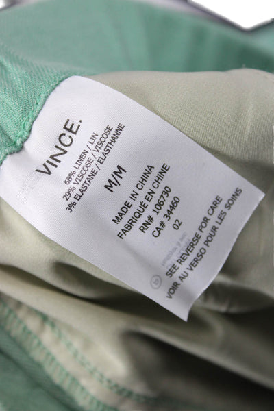 Vince Unisex Green Linen Blend Beach Shorts Size M